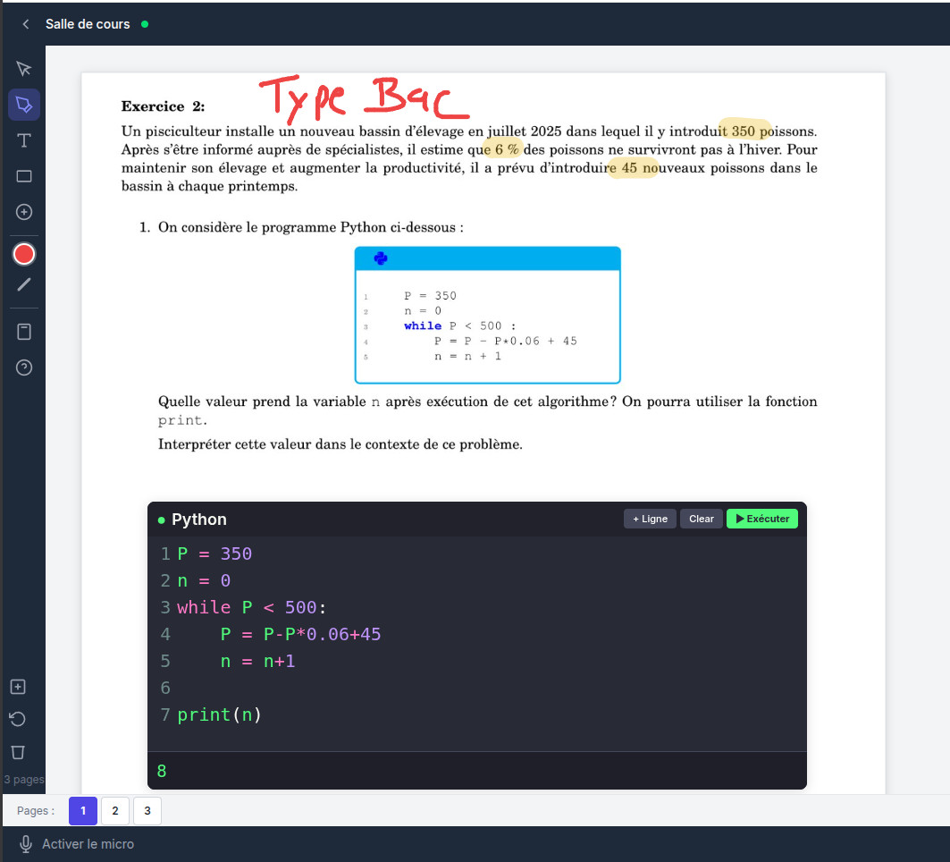 Éditeur Python intégré avec exécution en direct
